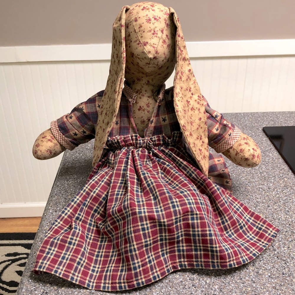 Handmade primitive folk art stuffed rabbit